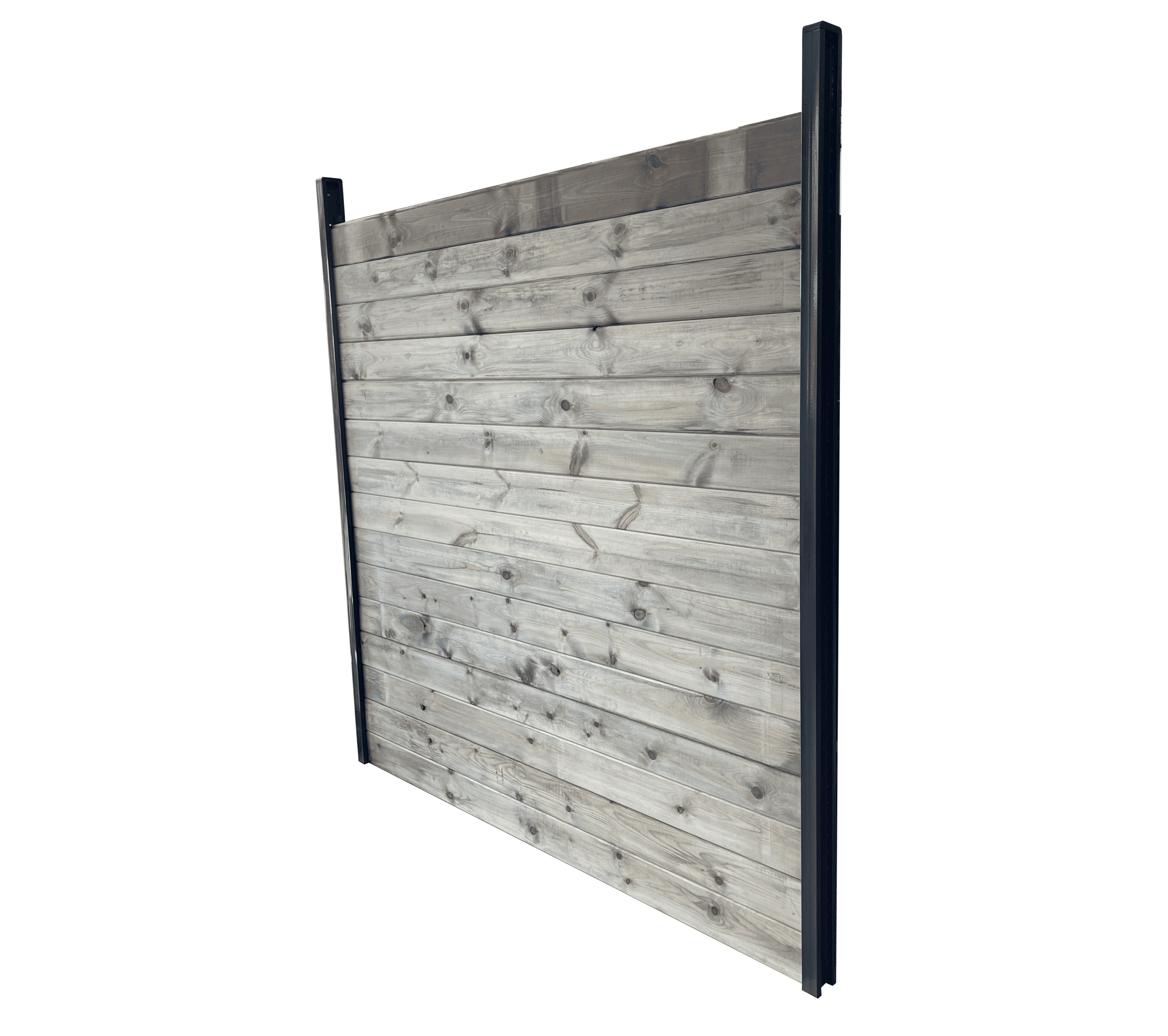 Kit clôture bois massif |40m de longueur|pin sylvestre traité autoclave gris|hauteur : 1,82m|2m entre poteaux