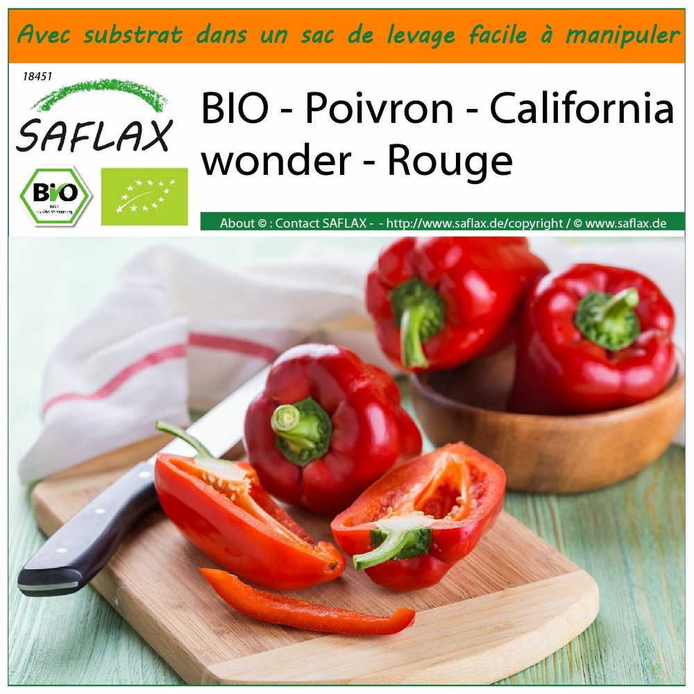 Garden in the bag - bio - poivron - california wonder - rouge - 20 graines - capsicum annuum