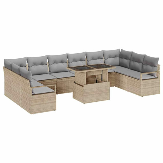 Ensemble de canapé de jardin 11 pcs beige et gris clair