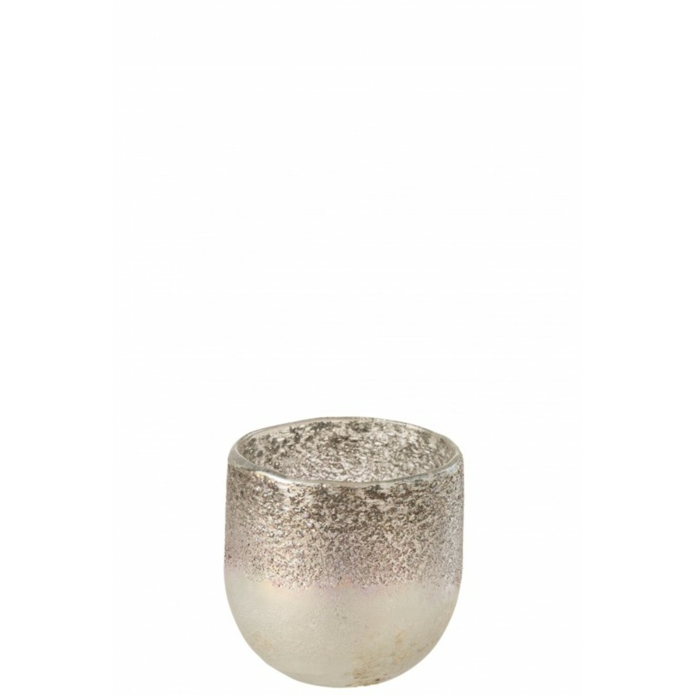 Photophore en verre gris 11x11x9 cm