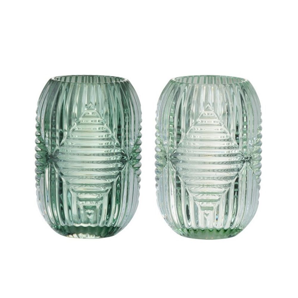 Lot De 2 Photophores Granada EDZARD – Verre & Métal Argenté H 15 Cm Ø 9 Cm, Intérieur/Extérieur, Pour Bougies Piliers Jusqu’à Ø 8 Cm