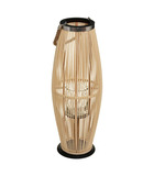 Grande lanterne en bambou naturel bougeoir en verre d 27 x h 73 cm