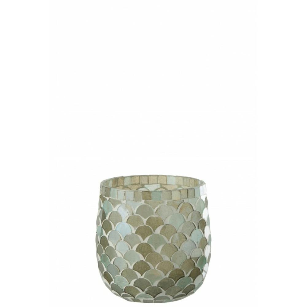 Photophore en verre azur 12x12x12.5 cm