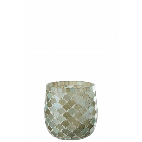 Photophore en verre azur 12x12x12.5 cm