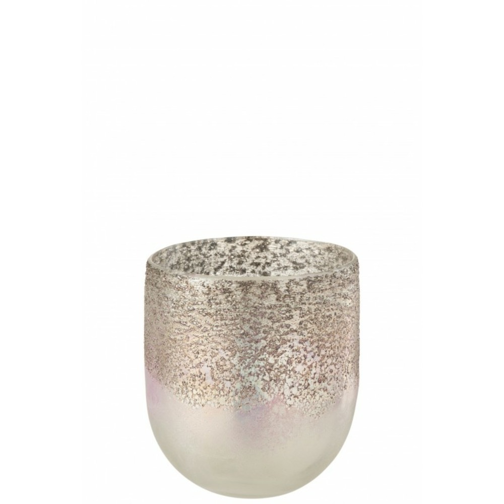 Photophore en verre gris 13x13x15 cm