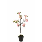 Arbre en fleurs en textile rose 20x20x50 cm h50