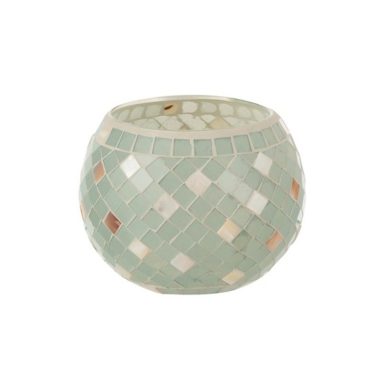 Photophore en verre vert menthe 15.5x15.5x12 cm