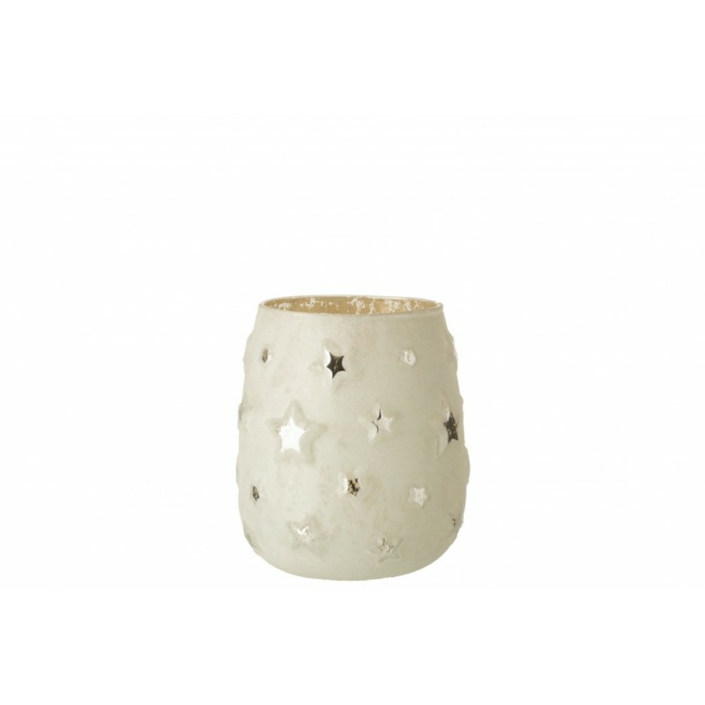 Photophore en verre argent 12.5x12.5x14.5 cm