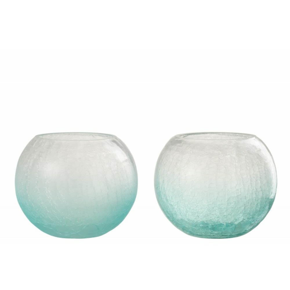 Lot De 2 Photophores/vases En Verre à Paillettes – D 9cm, H 14cm (MM)
