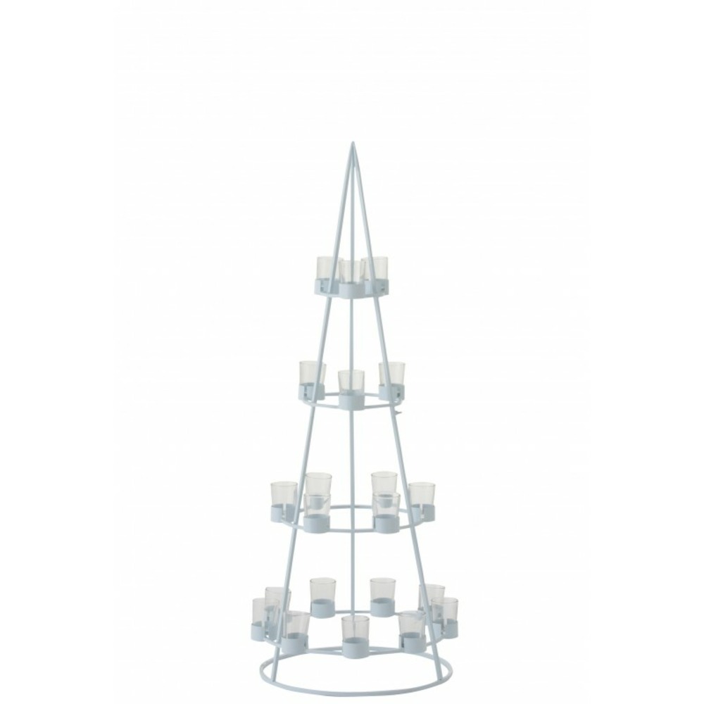 Arbre avec 21 photophores verre en métal blanc 42x42x110 cm h110