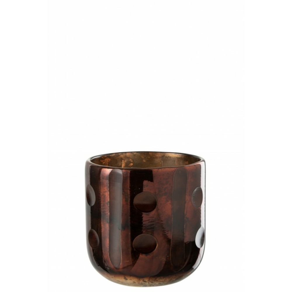 Photophore en verre marron 12x12x12 cm