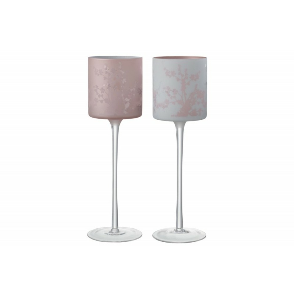 Lot De 2 Photophores En Verre Pailleté D9 X H14 Cm - Déco Maison Scintillante