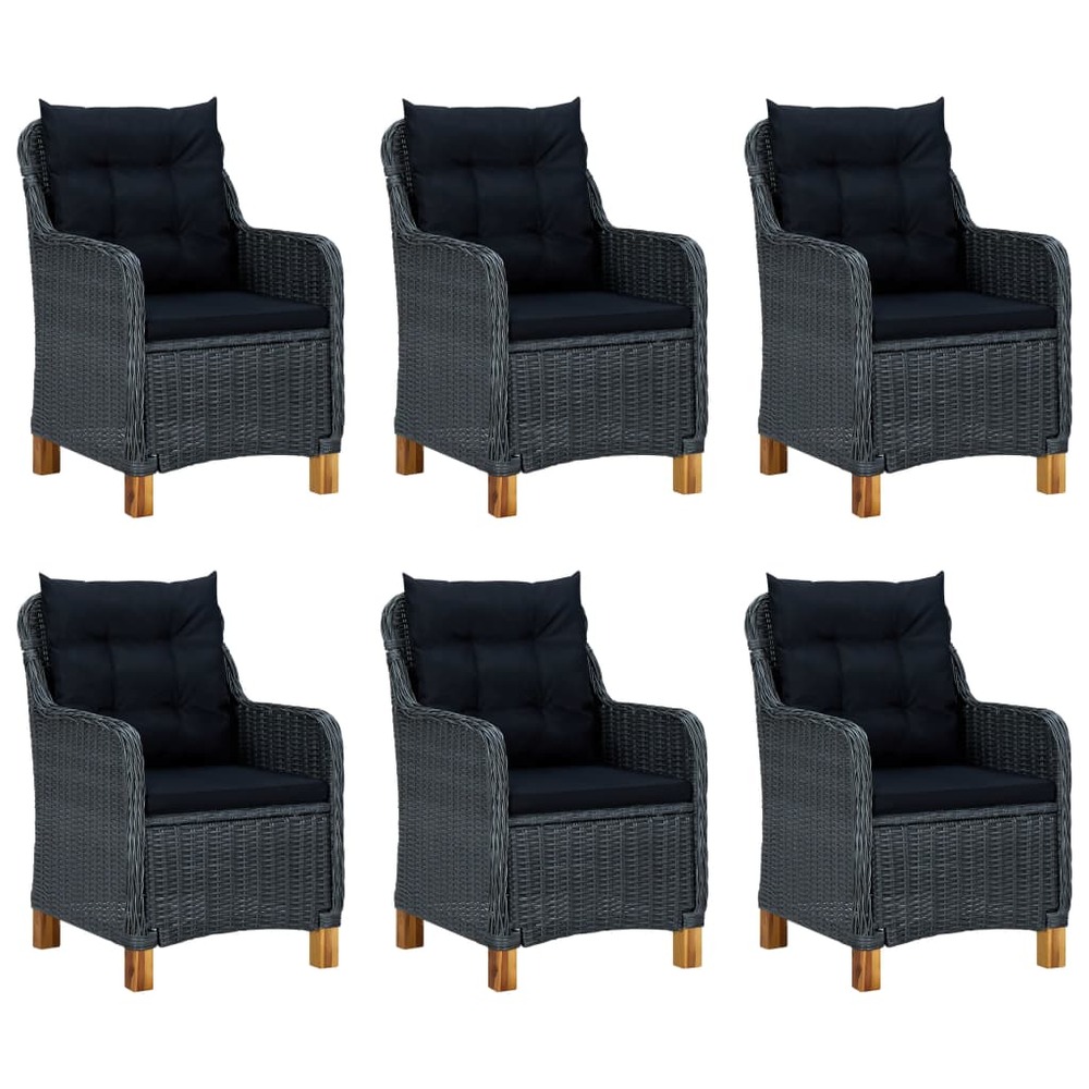 Ensemble à manger d'extérieur 7pcs et coussins résine tressée