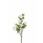 Branche de 4 roses avec feuilles en textile blanc 30x30x86 cm
