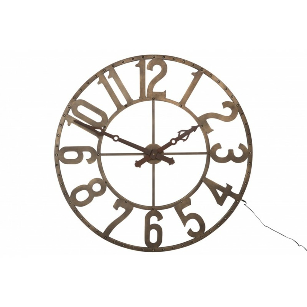 Horloge ronde en métal marron 105x105x10 cm