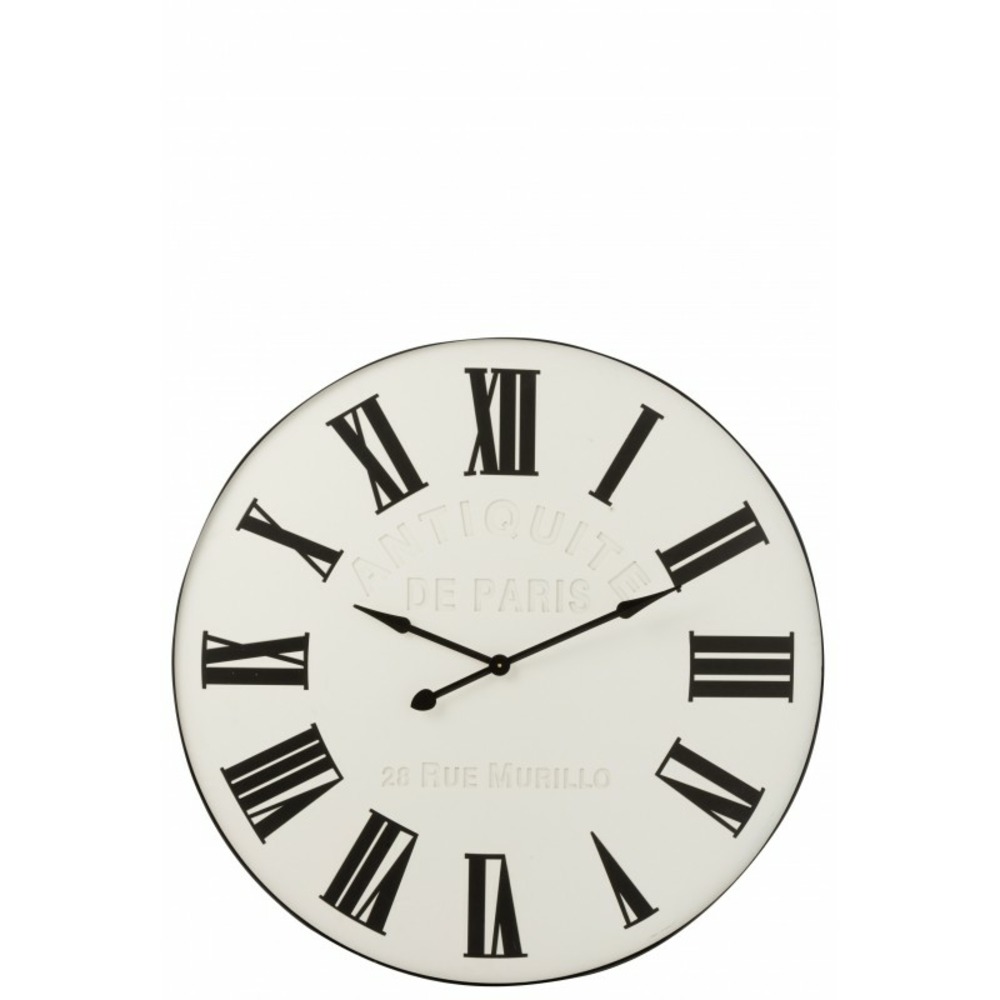 Horloge chiffres romains en métal blanc 107x6x107 cm