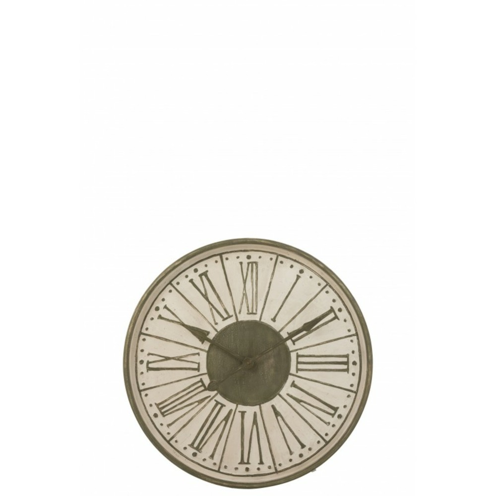 Horloge chiffre romain en métal vert 82x6x82 cm