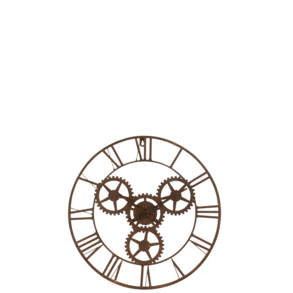 Horloge chiffres romains en métal marron 60x5x60 cm