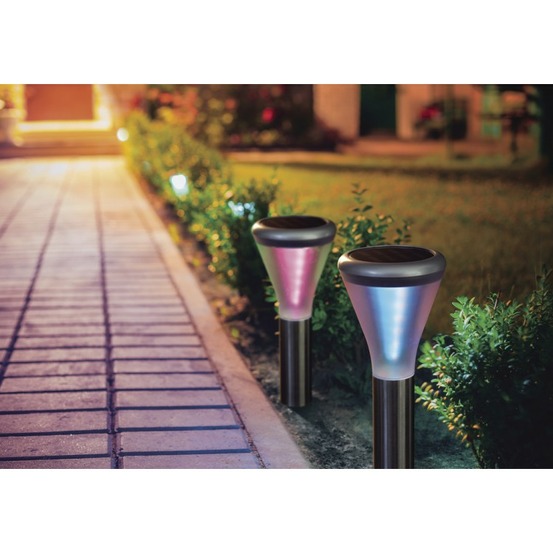 Balise solaire couleurs changeantes kaleis - inox - ø12 x h26 cm