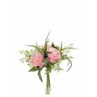 Bouquet de tulipe et fougères en plastique rose 28x13x27 cm