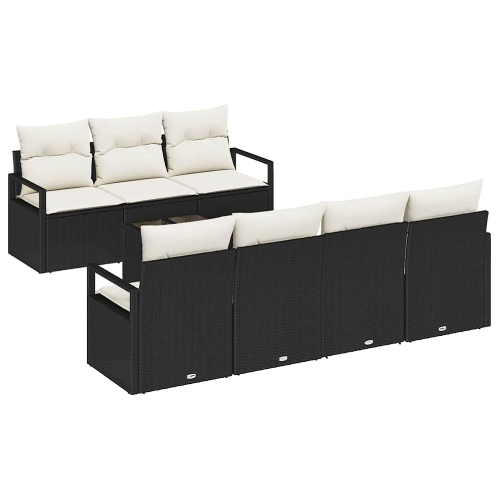Ensemble de canapé de jardin avec coussin 8 pcs noir et crème