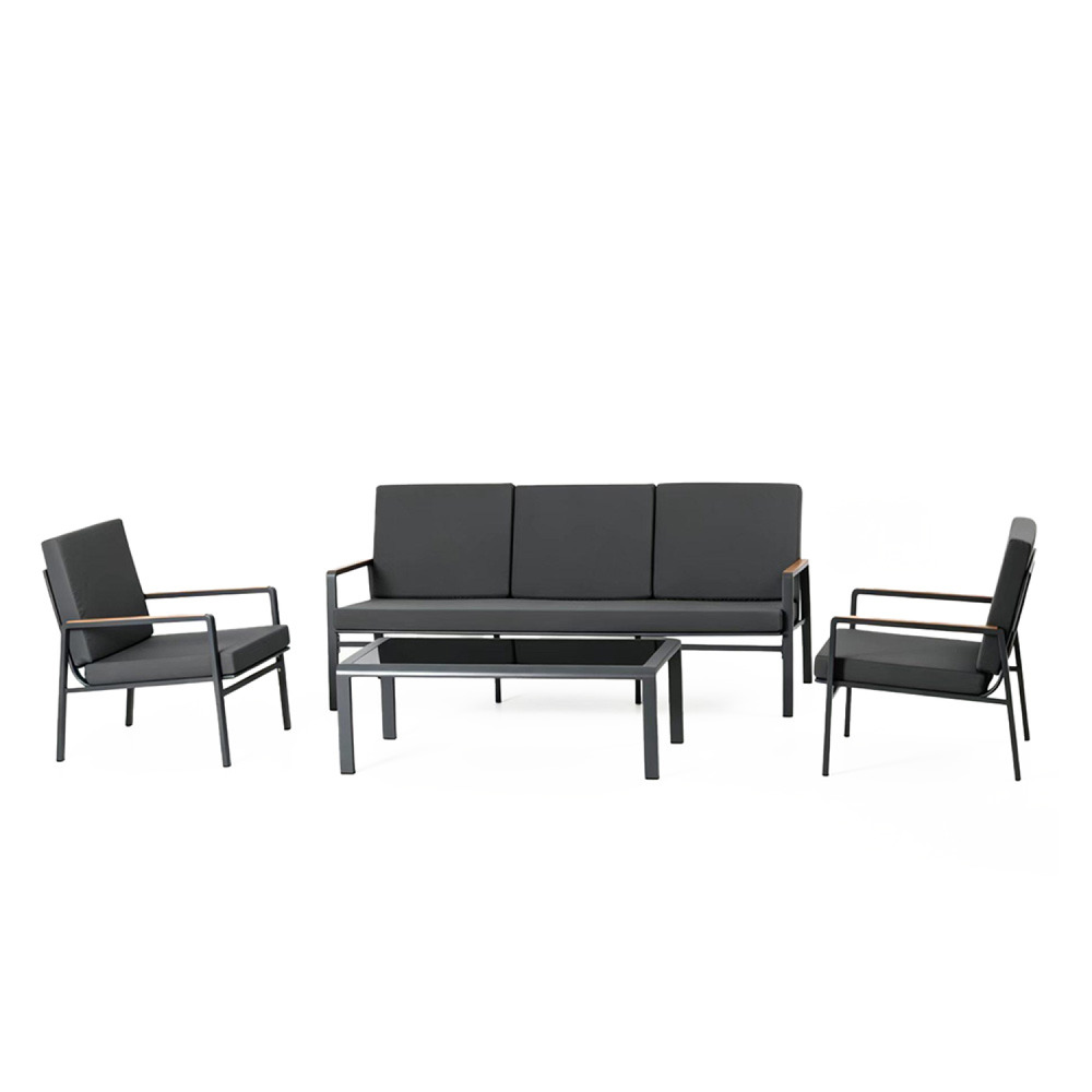 Salon de jardin 5 places en aluminium gris foncé hobart