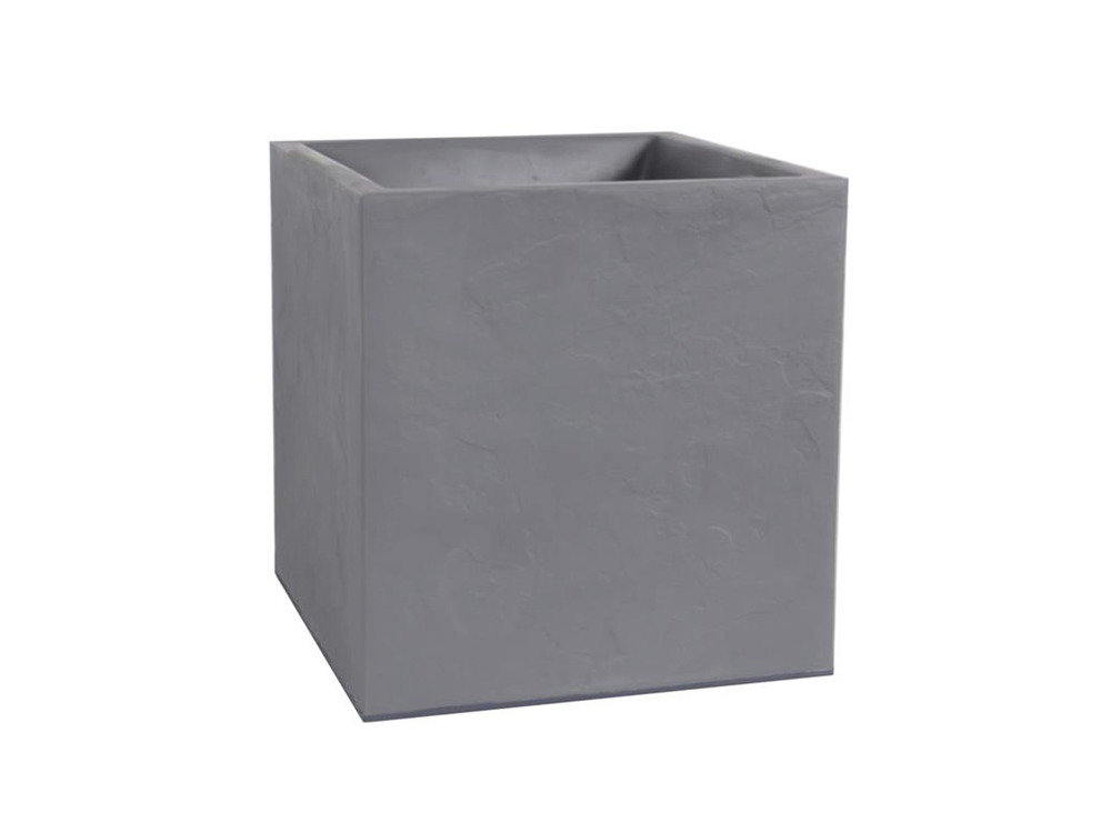 Jardinière carrée volcania effet pierre 39,5 x 39,5 x 43,5 cm - 31 l - gris gale
