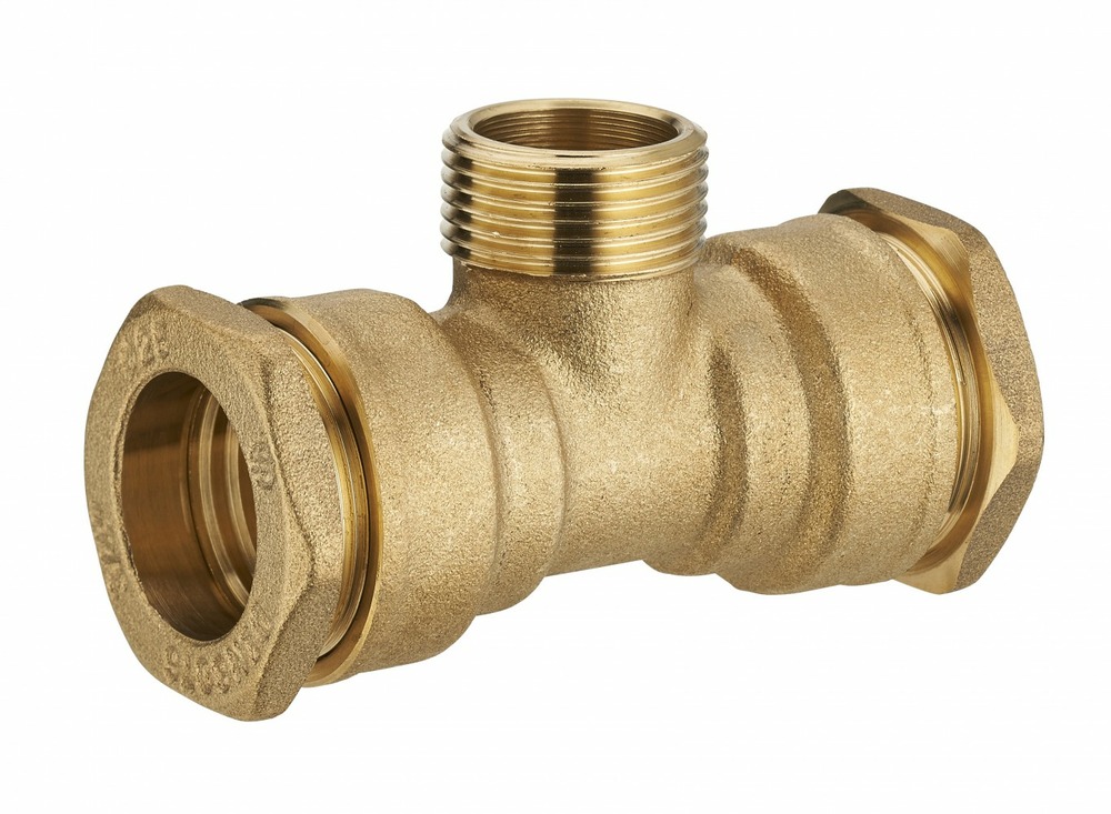 Te m 3/4 à compression laiton d.25 pour tube en polyéthylène