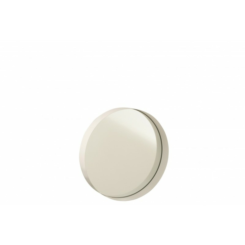 Miroir rond avec bord métal blanc haut de diamètre 30 cm