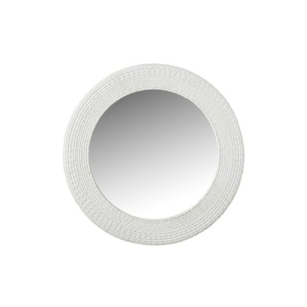 Miroir rond avec cadre nervuré en résine blanc