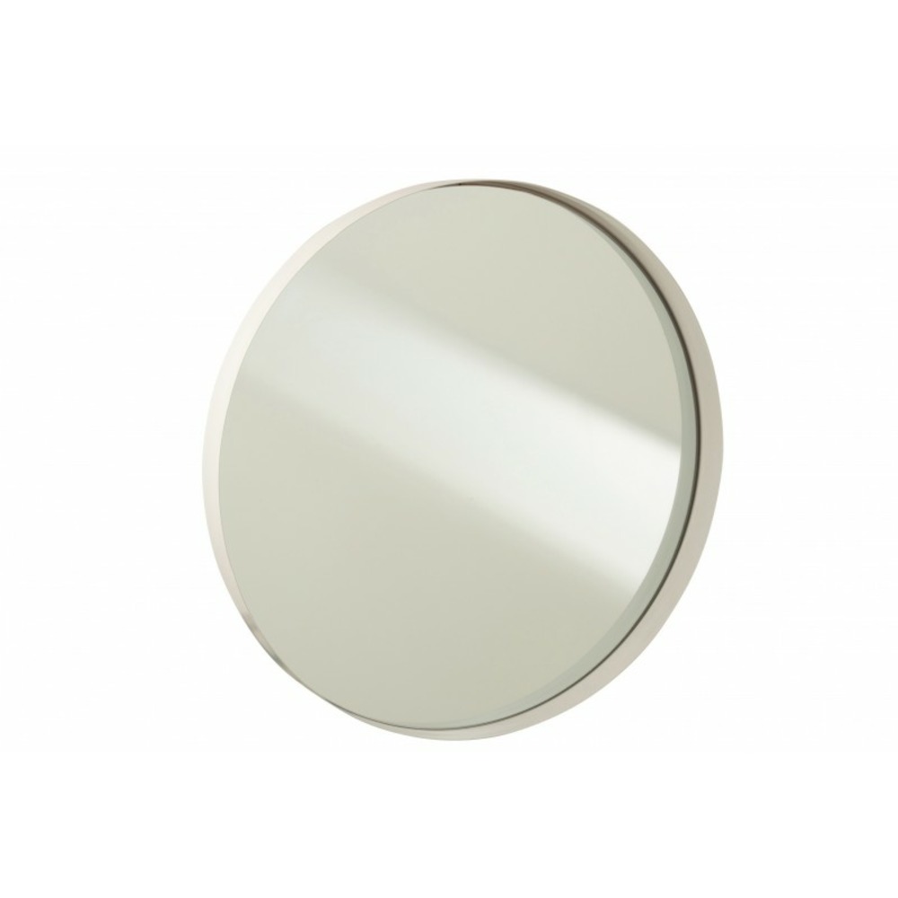 Miroir rond avec bord métal blanc haut de diamètre 51 cm