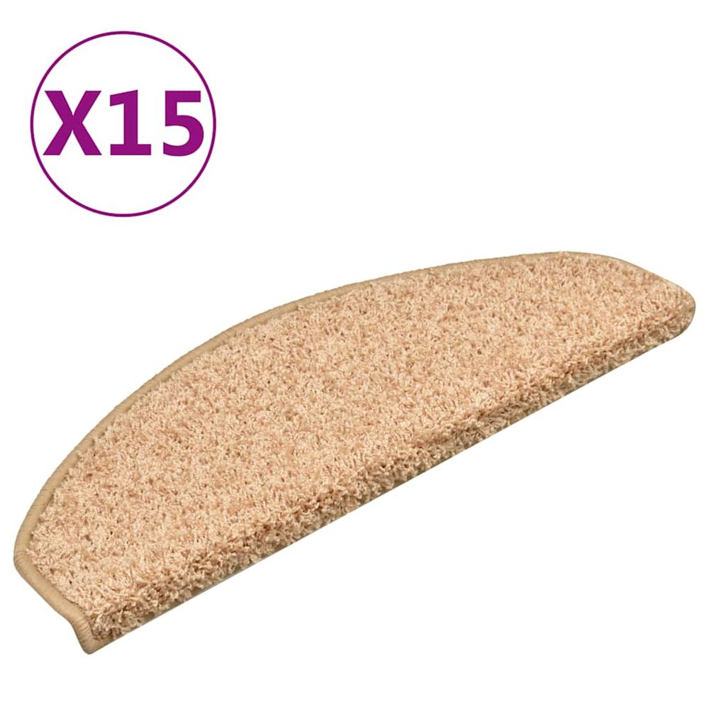 Tapis d'escalier 15 pièces 65 x 21 x 4 cm doré demi-rond grand