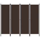 Cloison de séparation 4 panneaux marron 200x180 cm