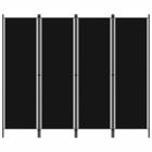 Cloison de séparation 4 panneaux noir 200x180 cm