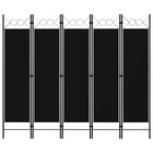 Cloison de séparation 5 panneaux noir 200x180 cm