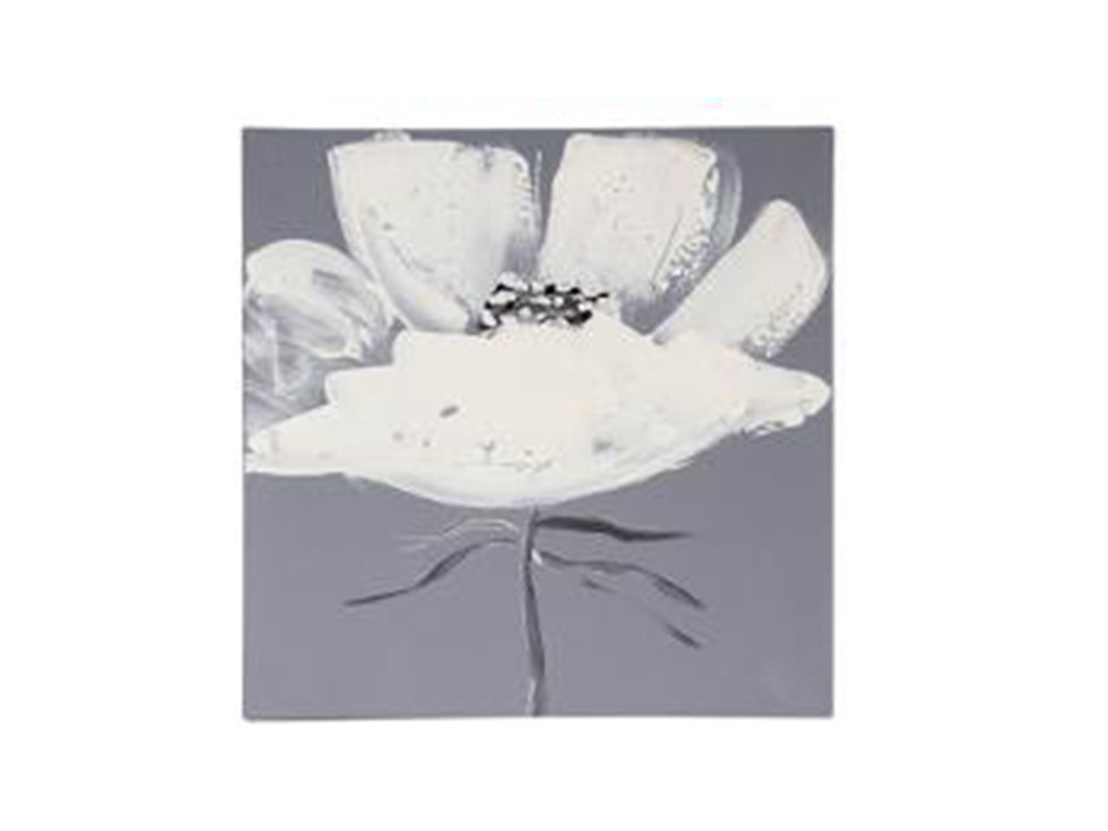 Tableau coquelicot 28 x 28 cm - 1 fleur blanche