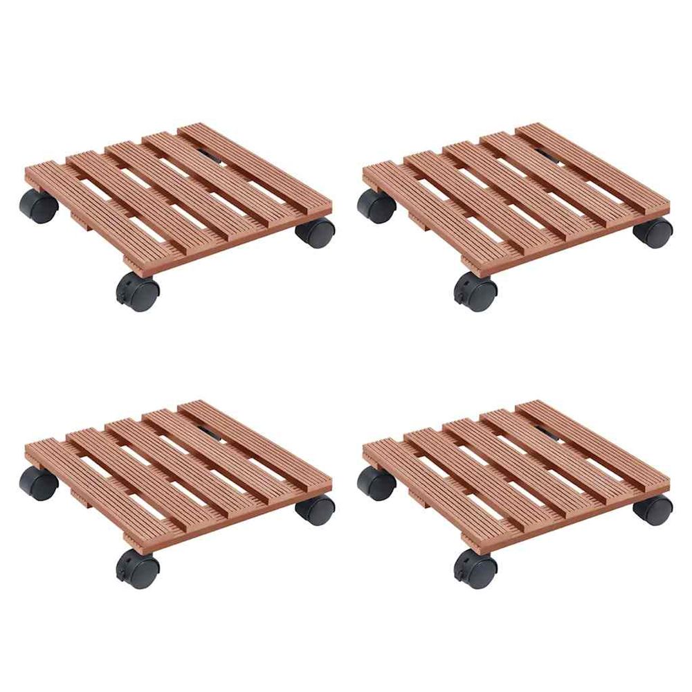 Chariots à plantes 4 pcs marron 30x30x7,5 cm wpc