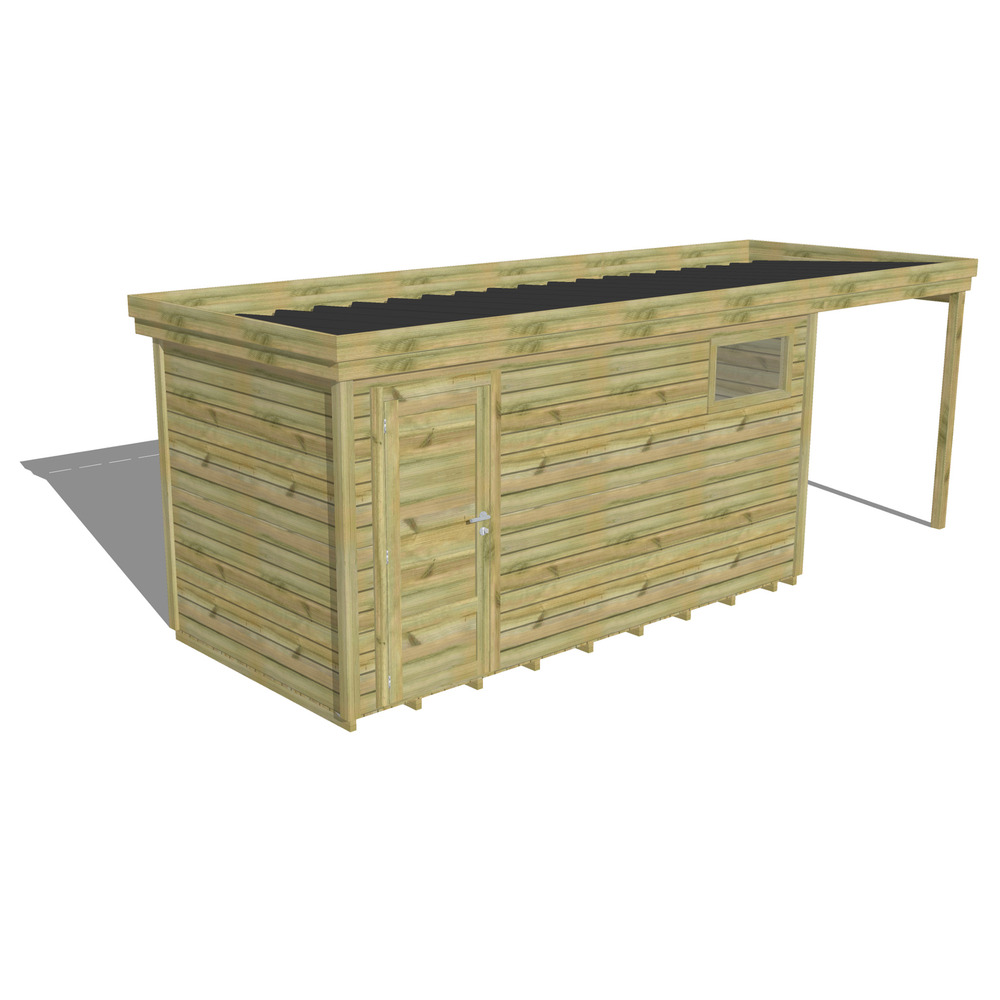 Abri de jardin bois pin traité autoclave 27mm - 6,34x2,14m / 14m2 - bac acier - plancher bois