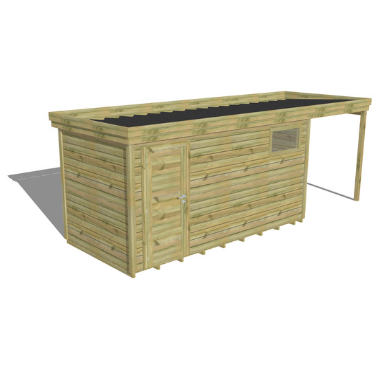 Abri de jardin bois pin traité autoclave 27mm - 6,34x2,14m / 14m2 - bac acier - plancher bois