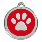 Plaque d'identification pour collier  empreinte d'animal rouge (ø 20 mm)