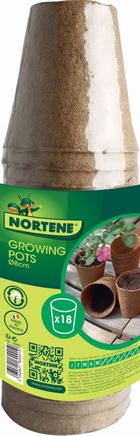 18 pots pour semis "growing pots"- 100 % biodégradables - d 8 cm