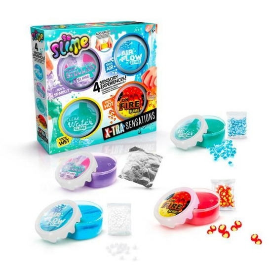 - so slime diy - xtra sensation multipack- avec 4 slimes a sensations et décorations - ssc 308