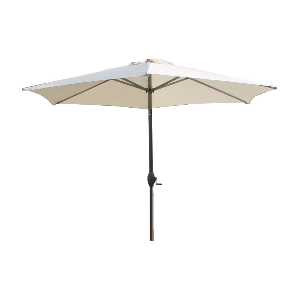 Parasol avec mât en aluminium et toile blanche