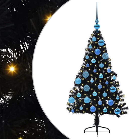 Sapin de noël artificiel pré-éclairé noir 120 cm pvc