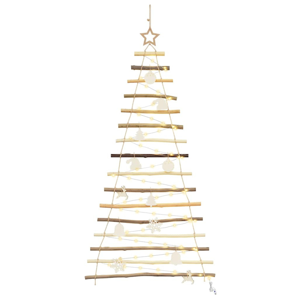 Sapin de noël avec 80 led naturel 150 cm frêne massif
