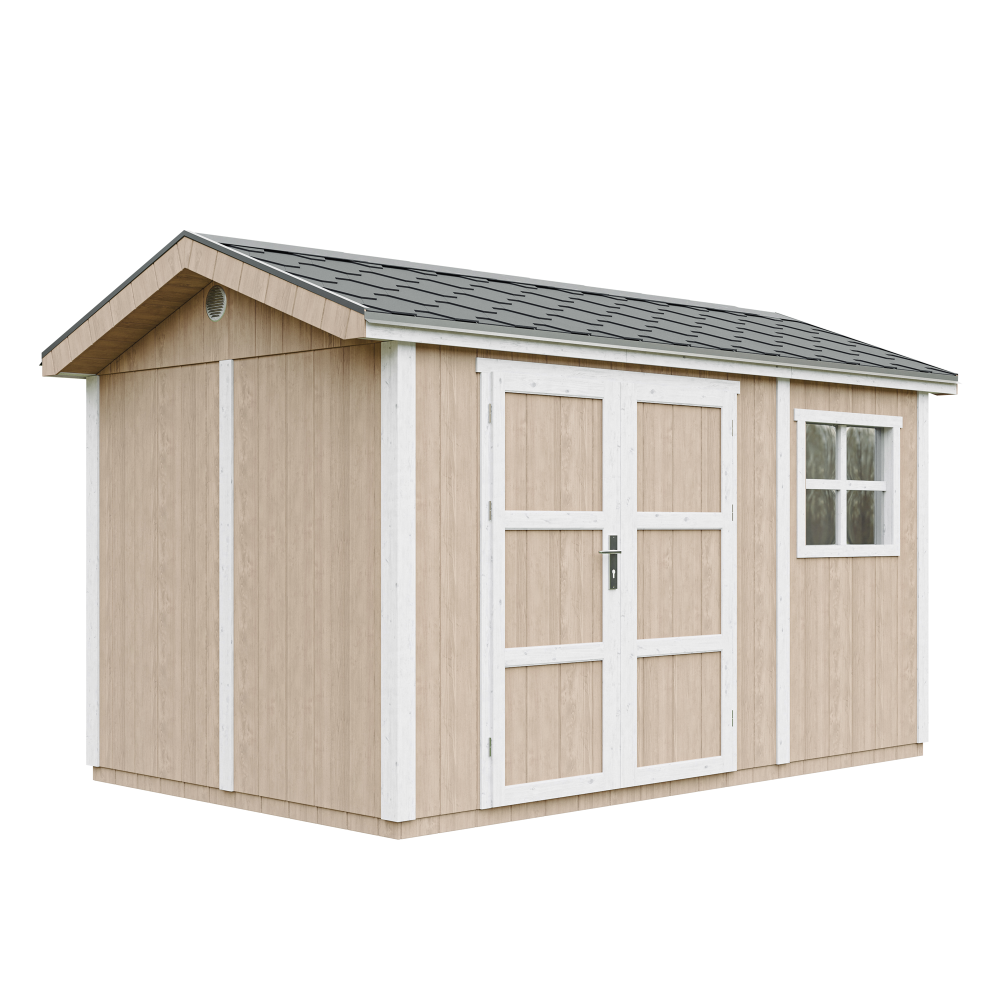 Abri de jardin qualité premium 8,68 m² - h252x250x412 cm - construction de panneaux lp smartside - timbela m914a-terra brown