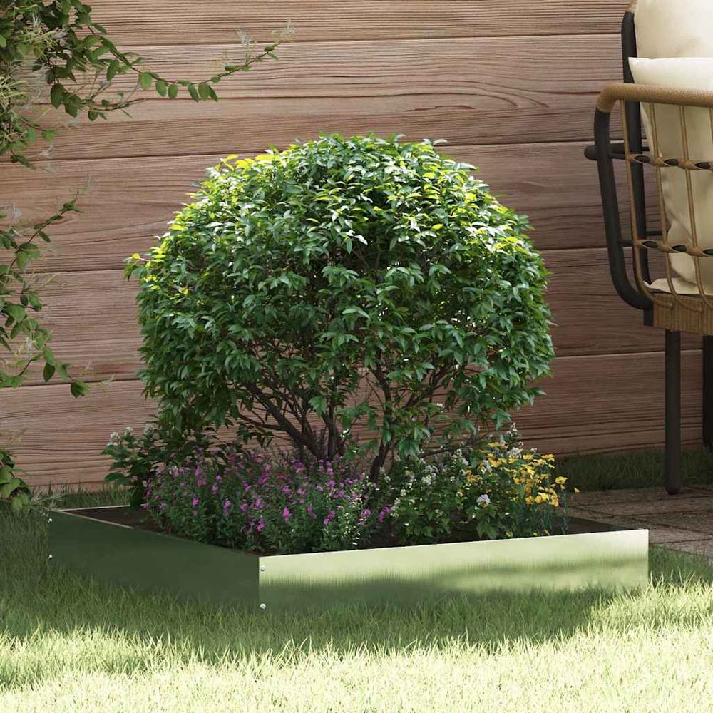 Bordure extérieure inox agencement floral design contemporain 60x60cm argent