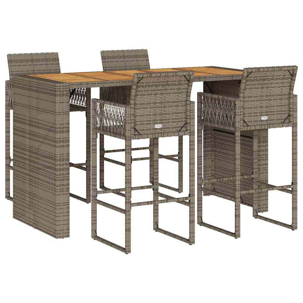 Ensemble de bar de jardin 5 pcs sans coussins gris poly rotin