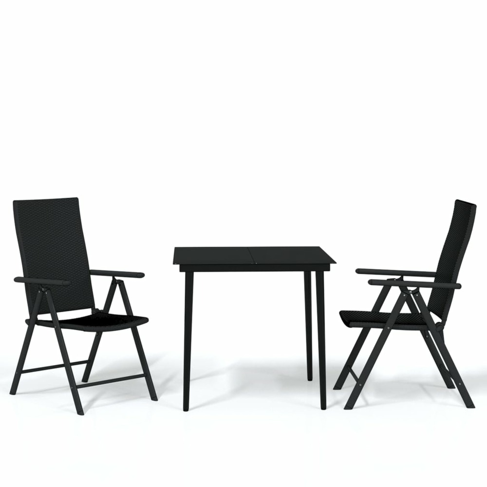 Ensemble de salle à manger de jardin meuble extérieur 3 pièces noir