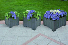 3 bacs à fleurs carré "wels" - 40x40, 45x45 et 57x57 cm - gris vintage